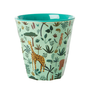 Medium Melamine Cup - Green - Jungle Animals Print | Boutique Ballooons