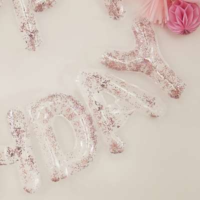 Clear Foil & Confetti Happy Birthday Balloons Banner