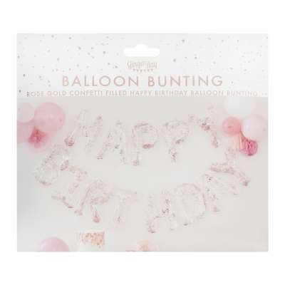 Clear Foil & Confetti Happy Birthday Balloons Banner