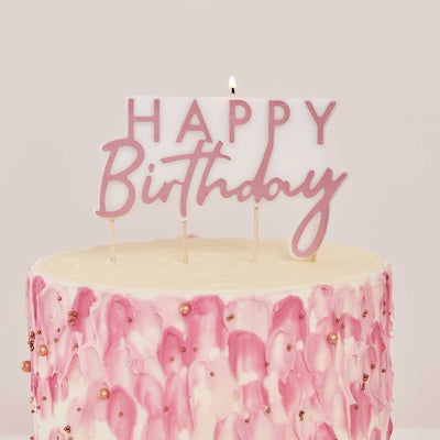 Rose Gold Happy Birthday Candle | Boutique Ballooons