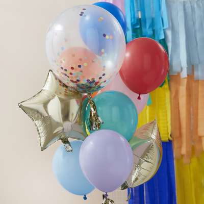 Rainbow Party Mixed Balloon Bundle | Boutique Ballooons