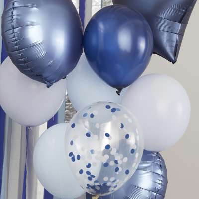 Blue, Navy & Confetti Balloon Bundle | Boutique Ballooons