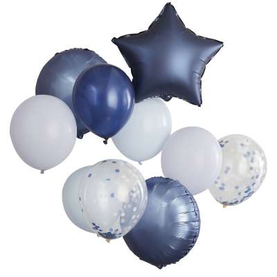 Blue, Navy & Confetti Balloon Bundle | Boutique Ballooons