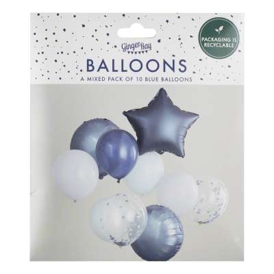 Blue, Navy & Confetti Balloon Bundle | Boutique Ballooons