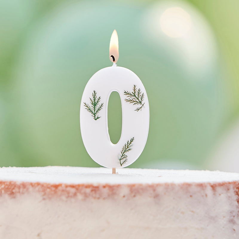Leaf Foliage Number 0 Birthday Candle