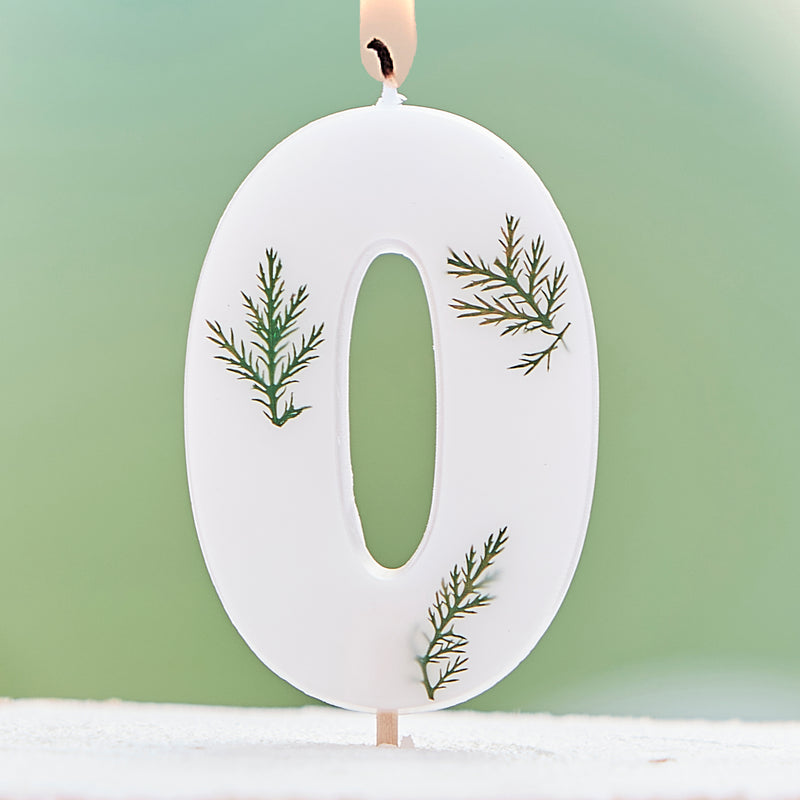 Leaf Foliage Number 0 Birthday Candle