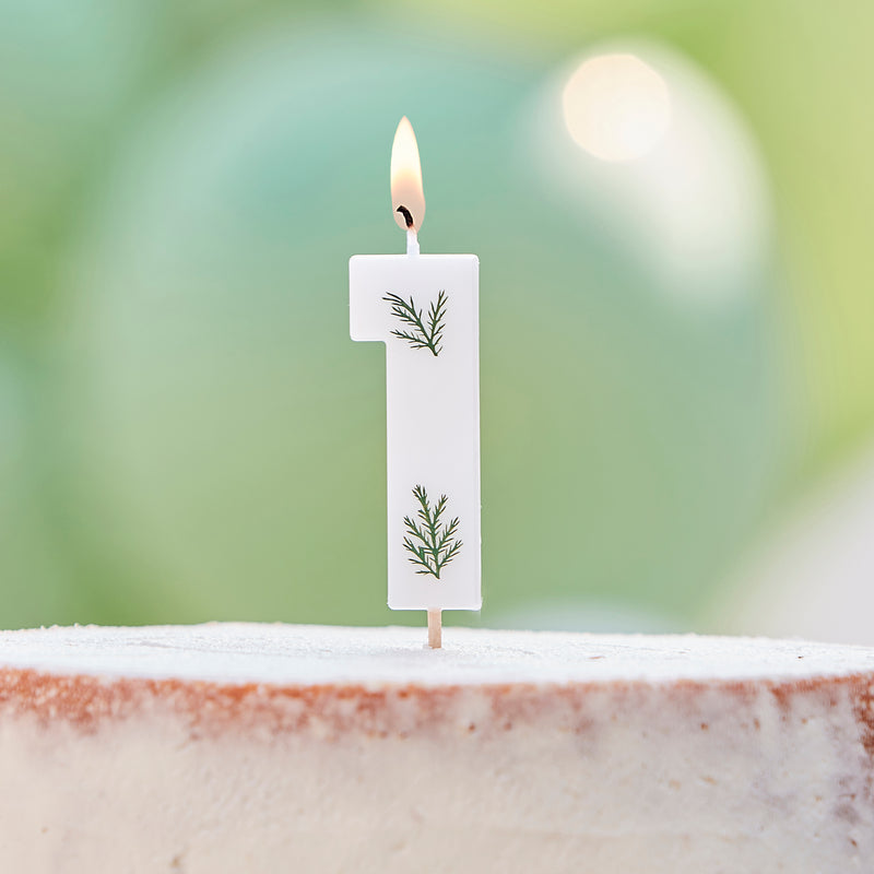 Leaf Foliage Number 1 Birthday Candle