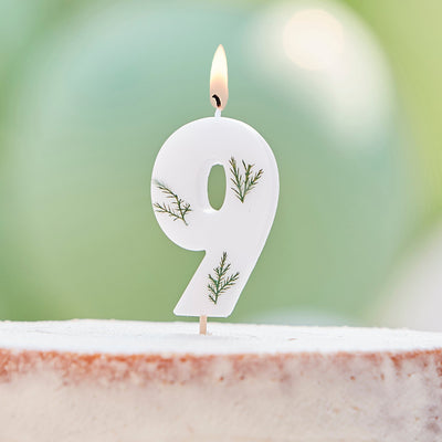 Leaf Foliage Number 9 Birthday Candle