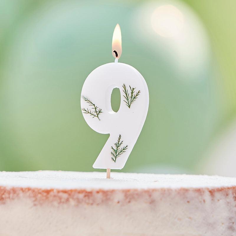 Leaf Foliage Number 9 Birthday Candle