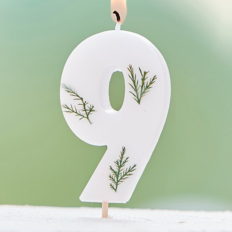 Leaf Foliage Number 9 Birthday Candle