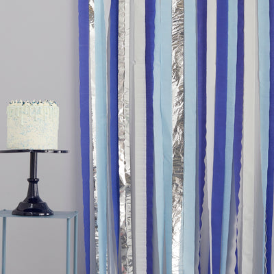 Blue and Silver Streamer Backdrop | Boutique Ballooons