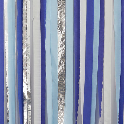 Blue and Silver Streamer Backdrop | Boutique Ballooons