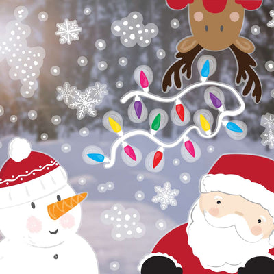 Santa and Reindeer Christmas Window Stickers