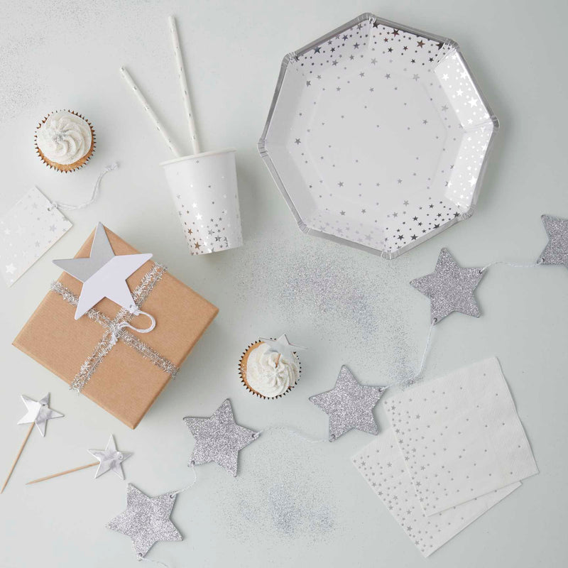 Silver Foiled Merry Christmas Napkins