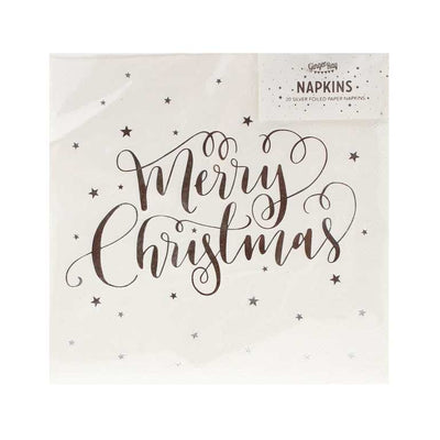 Silver Foiled Merry Christmas Napkins