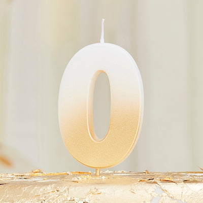 Gold Ombre 0 Number Birthday Candle
