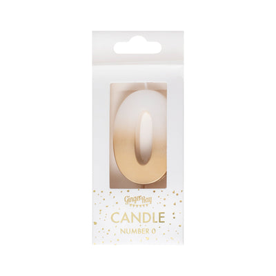Gold Ombre 0 Number Birthday Candle