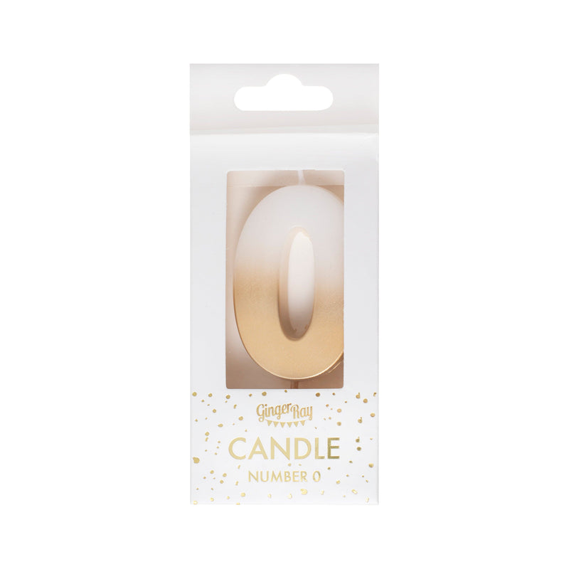 Gold Ombre 0 Number Birthday Candle