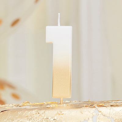 Gold Ombre 1 Number Birthday Candle