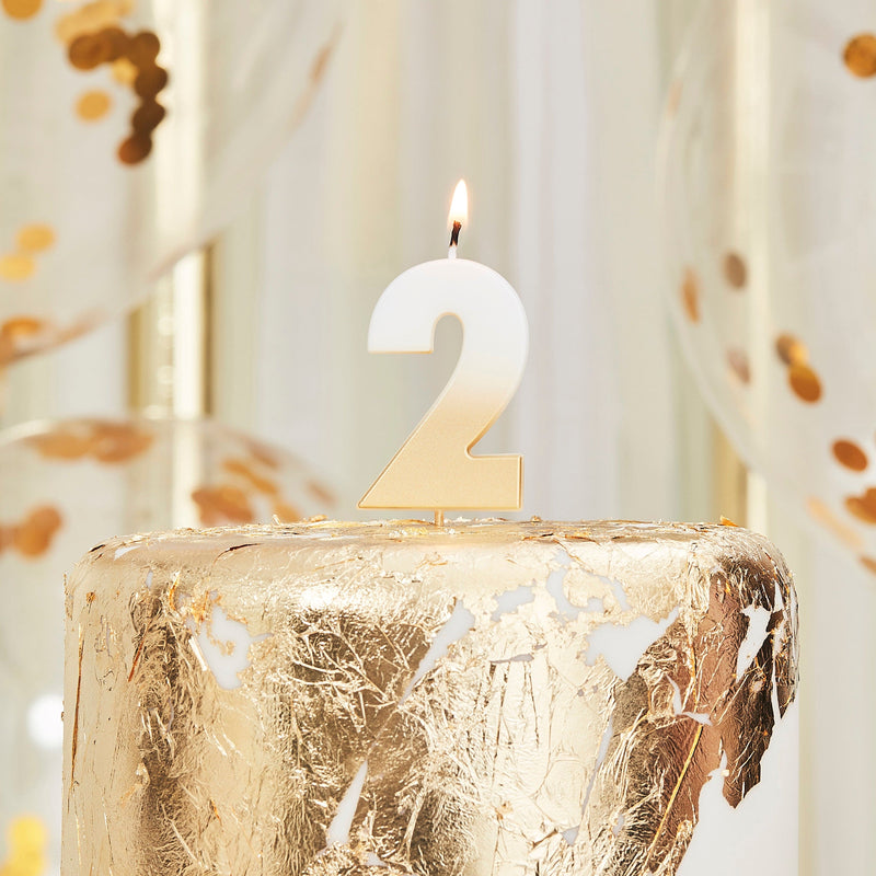 Gold Ombre 2 Number Birthday Candle