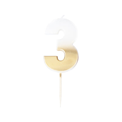 Gold Ombre 3 Number Birthday Candle | Boutique Ballooons