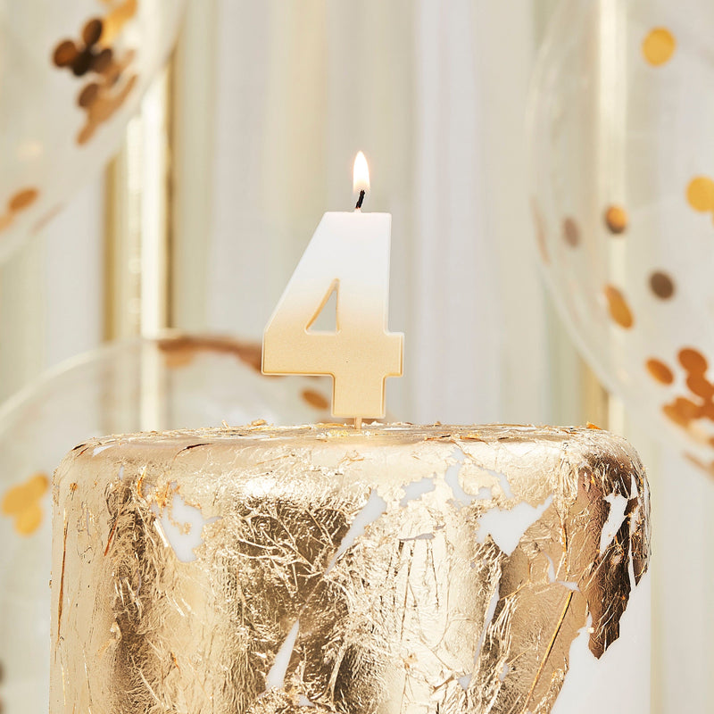 Gold Ombre 4 Number Birthday Candle