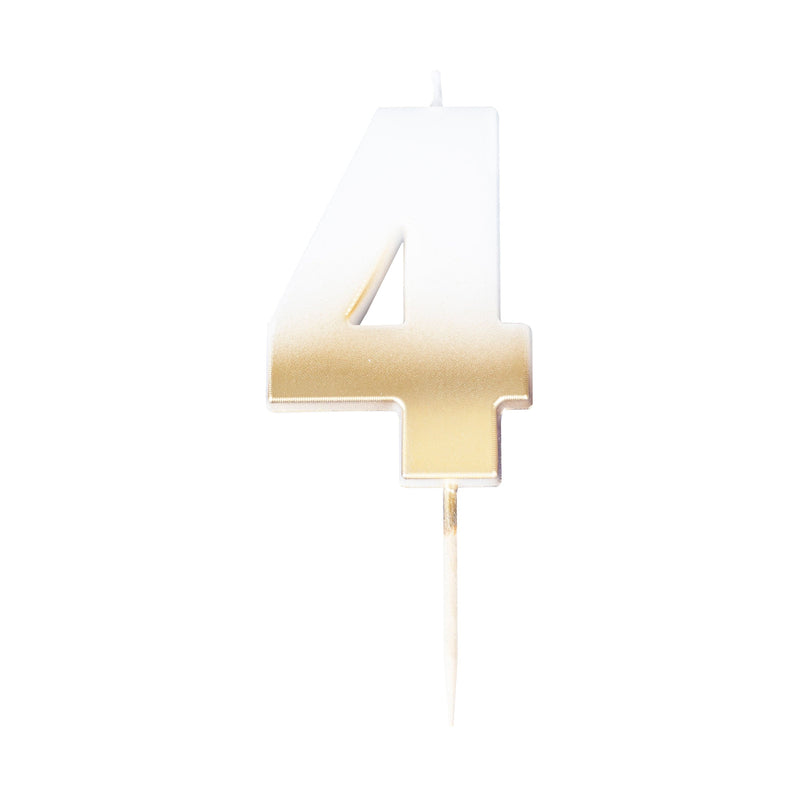 Gold Ombre 4 Number Birthday Candle