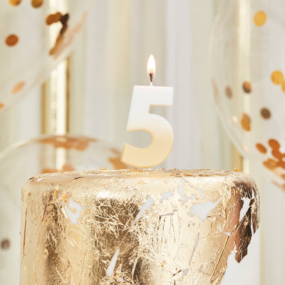 Gold Ombre 5 Number Birthday Candle | Boutique Ballooons