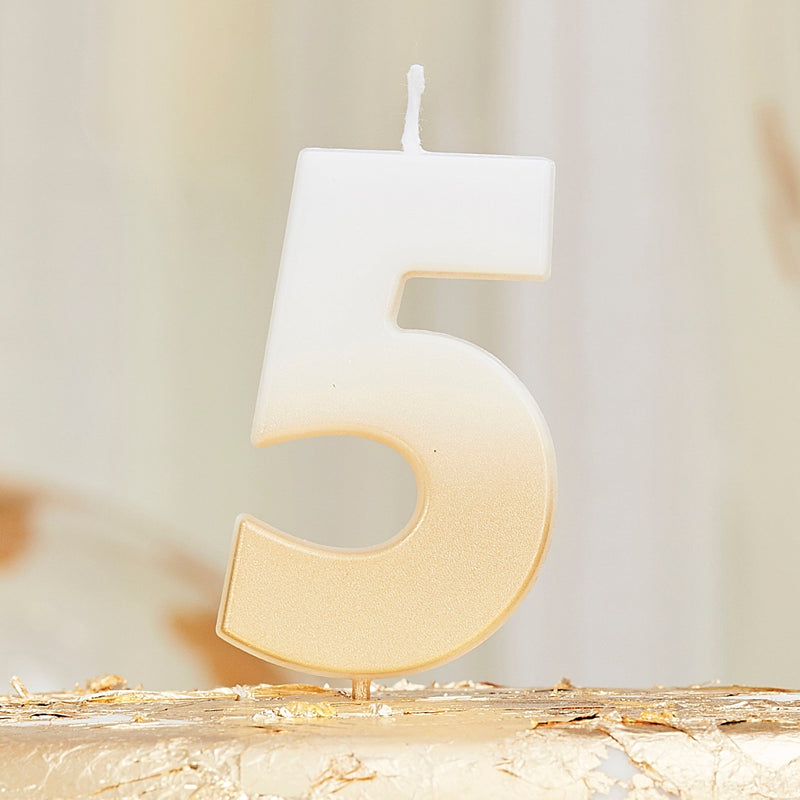 Gold Ombre 5 Number Birthday Candle | Boutique Ballooons
