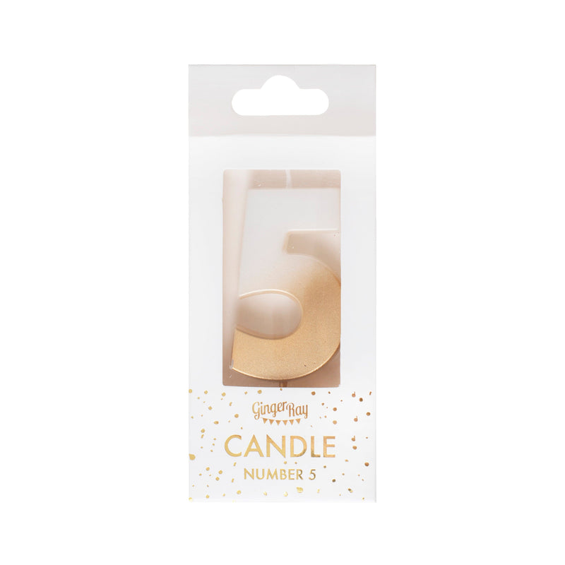 Gold Ombre 5 Number Birthday Candle | Boutique Ballooons