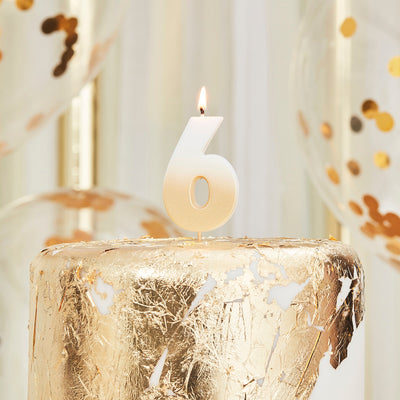 Gold Ombre 6 Number Birthday Candle | Boutique Ballooons