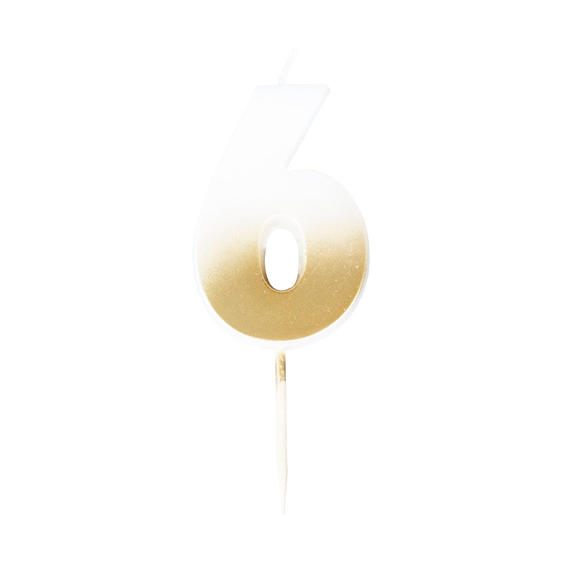 Gold Ombre 6 Number Birthday Candle | Boutique Ballooons