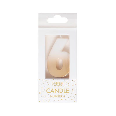 Gold Ombre 6 Number Birthday Candle | Boutique Ballooons