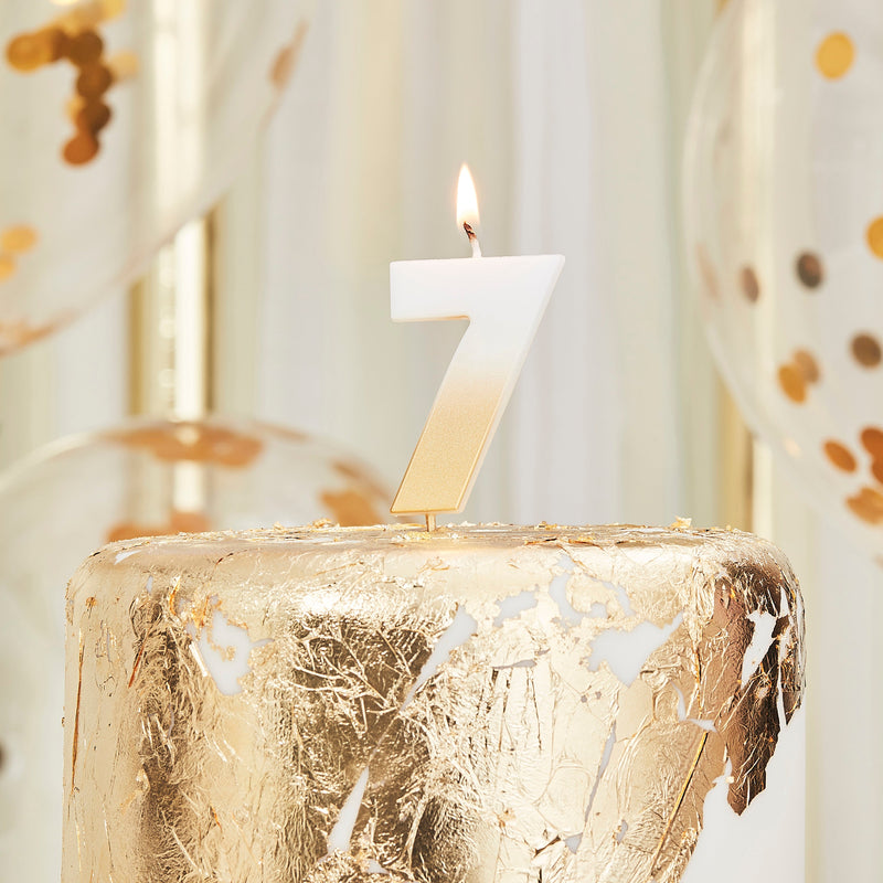 Gold Ombre 7 Number Birthday Candle | Boutique Ballooons
