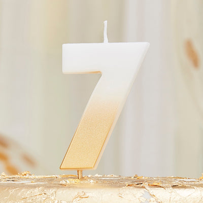 Gold Ombre 7 Number Birthday Candle | Boutique Ballooons