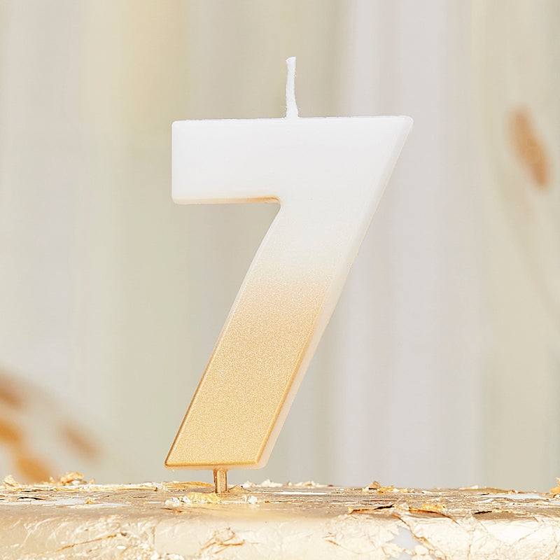 Gold Ombre 7 Number Birthday Candle | Boutique Ballooons