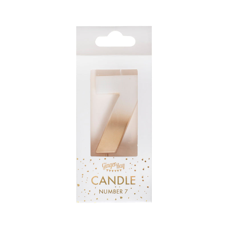 Gold Ombre 7 Number Birthday Candle | Boutique Ballooons