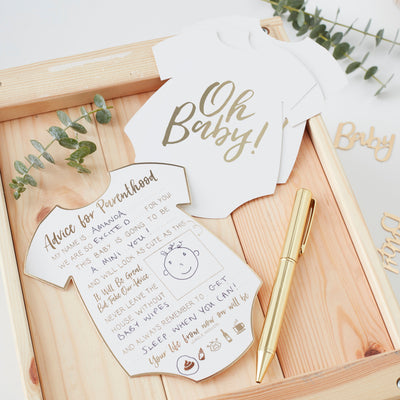 Gold Foiled Baby Shower Advice Cards