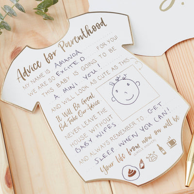 Gold Foiled Baby Shower Advice Cards | Boutique Ballooons