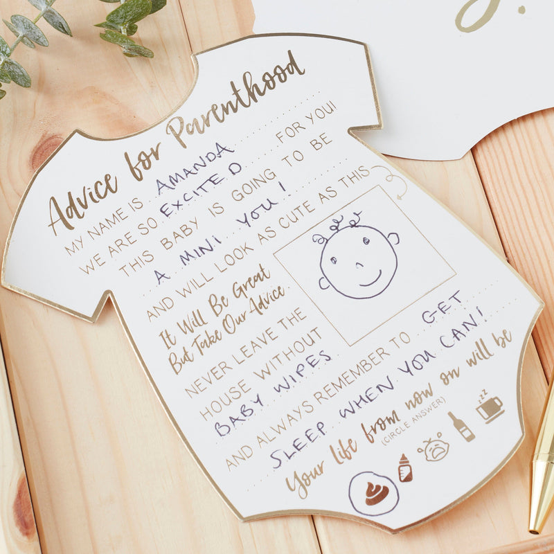 Gold Foiled Baby Shower Advice Cards | Boutique Ballooons