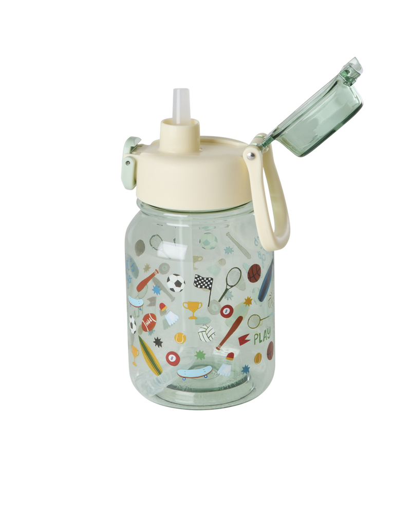 Tritan Drinking Bottle - Soft Green - Sports Print