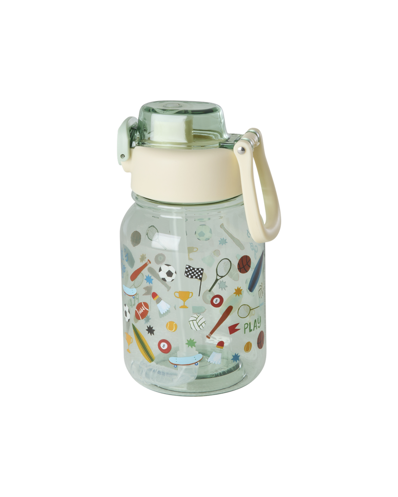 Tritan Drinking Bottle - Soft Green - Sports Print