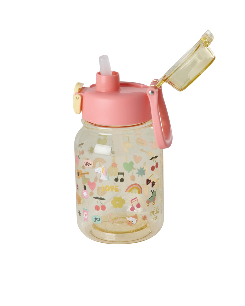 Tritan Drinking Bottle - Soft Yellow - Unicorn Love Print