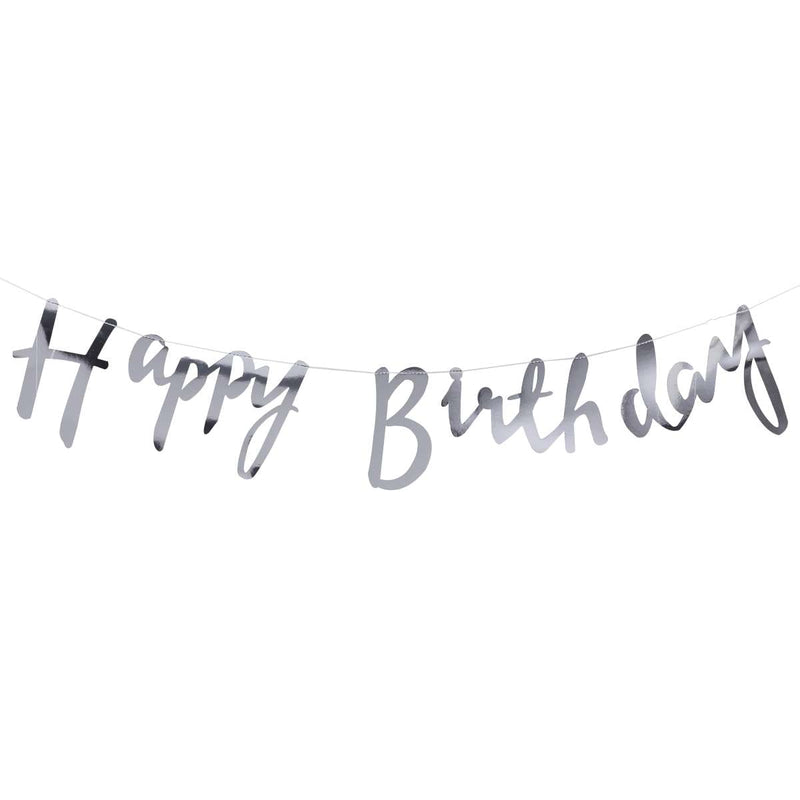 Silver Happy Birthday Bunting Banner