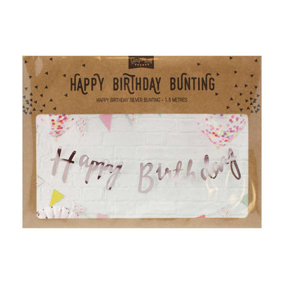 Silver Happy Birthday Bunting Banner