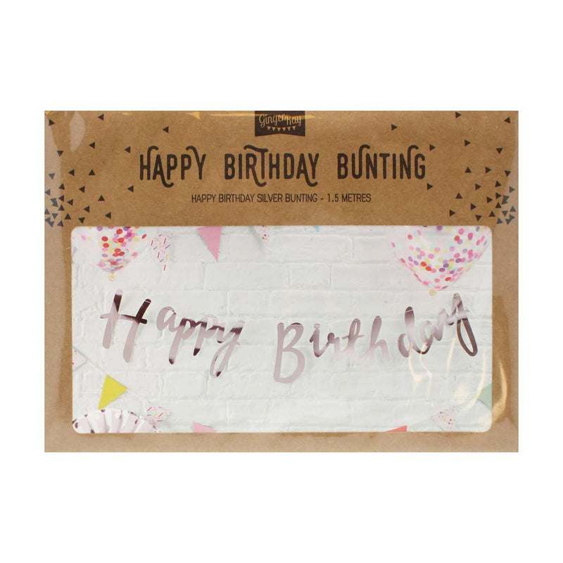 Silver Happy Birthday Bunting Banner
