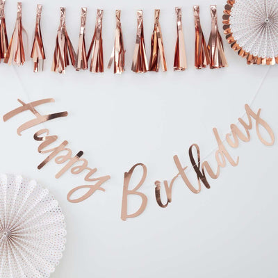 Rose Gold Happy Birthday Bunting | Boutique Ballooons