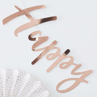 Rose Gold Happy Birthday Bunting | Boutique Ballooons