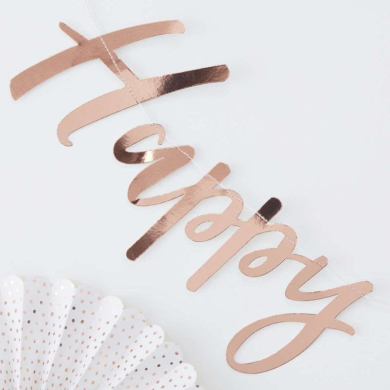 Rose Gold Happy Birthday Bunting | Boutique Ballooons