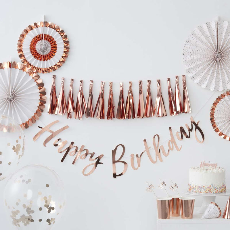 Rose Gold Happy Birthday Bunting | Boutique Ballooons